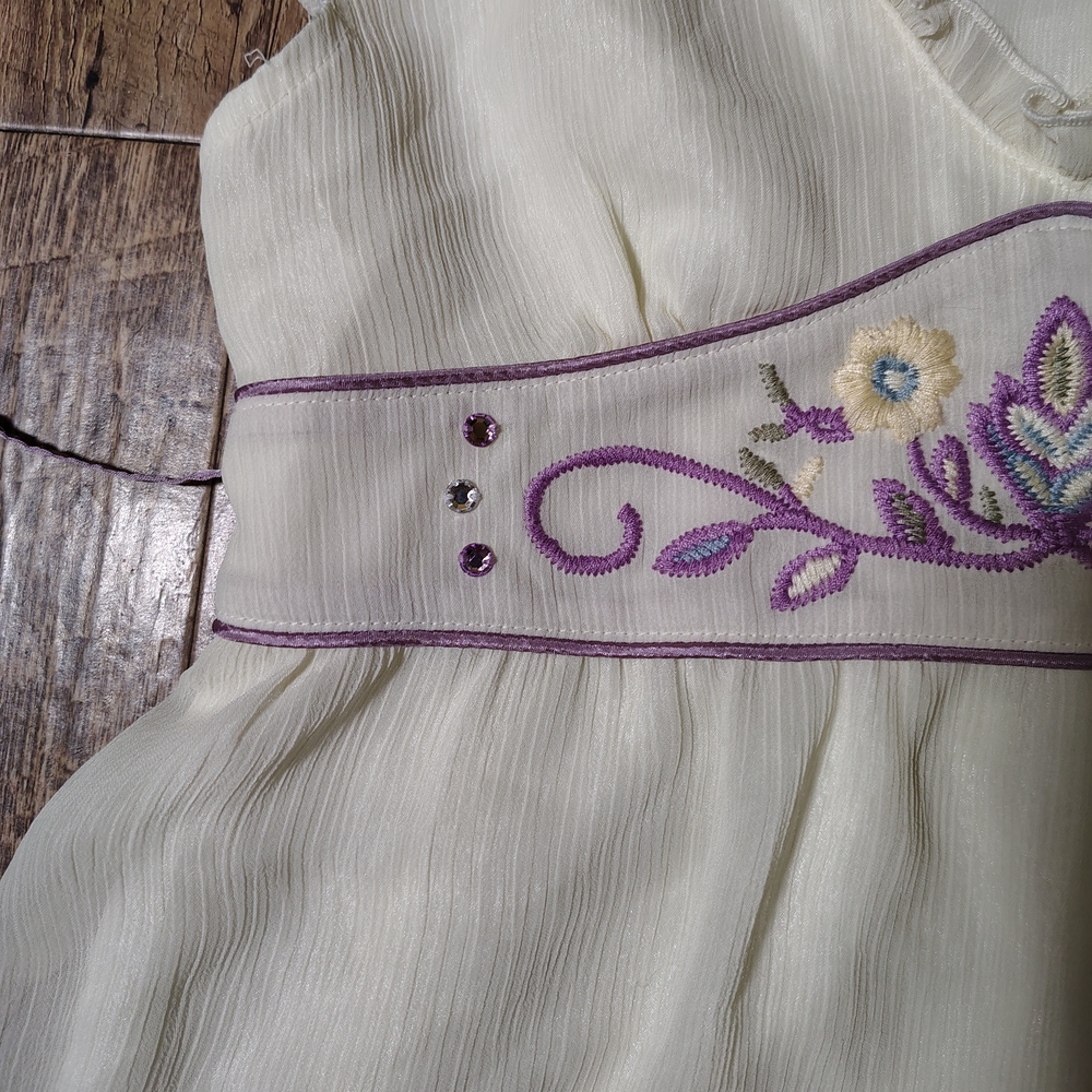 Bohochic Embroidered Fairycore Girls Top Size M 10/12 T61 - Picture 3 of 8
